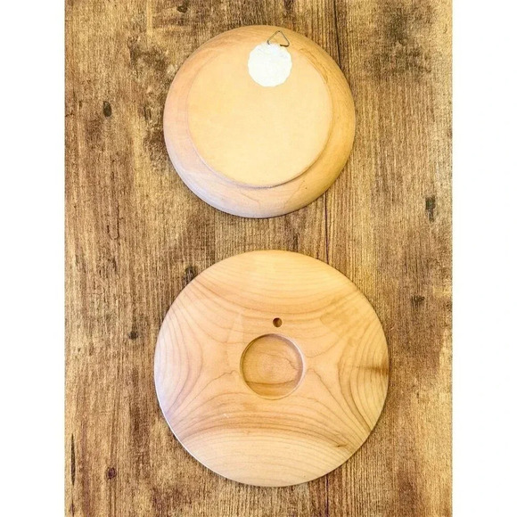 Vintage Hummel Wooden Wall Plate Set Mid 20th Century Brown Decor - Picture 4 of 6